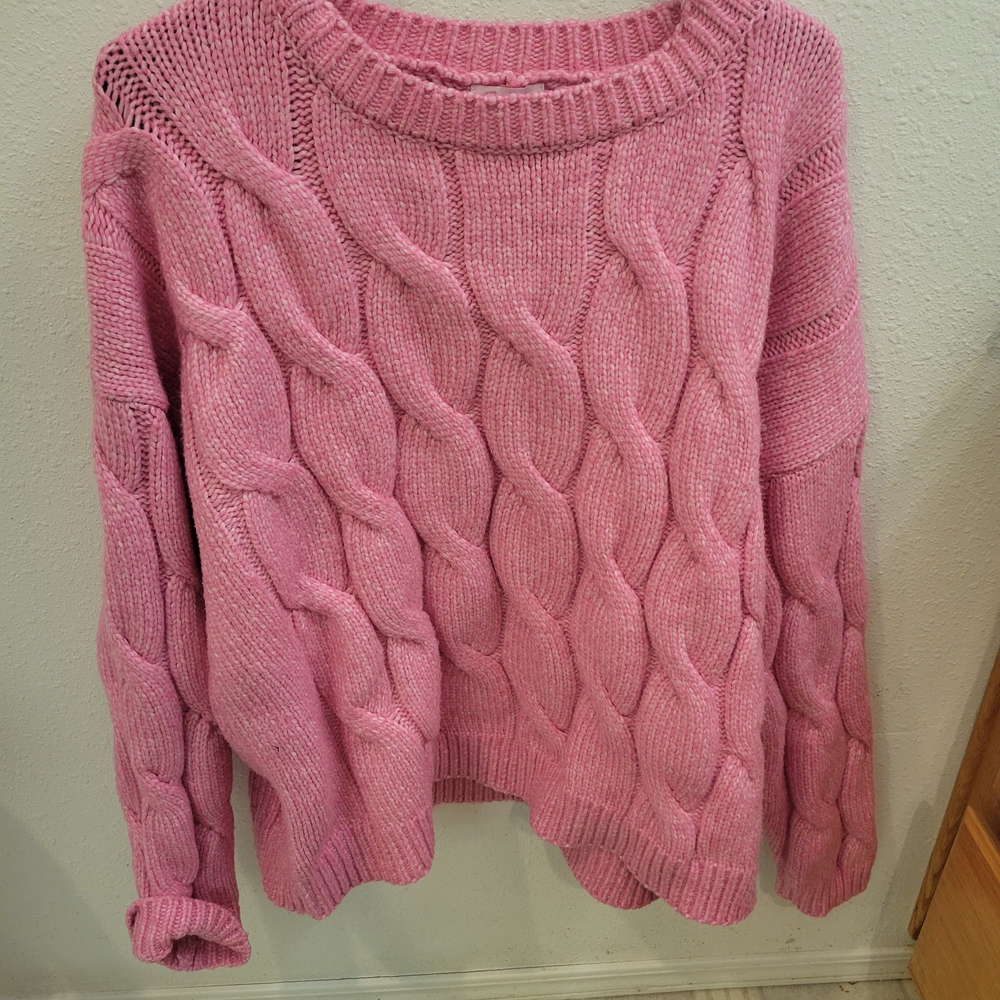 Pink Lily Cozy Pink Cable Knit Sweater